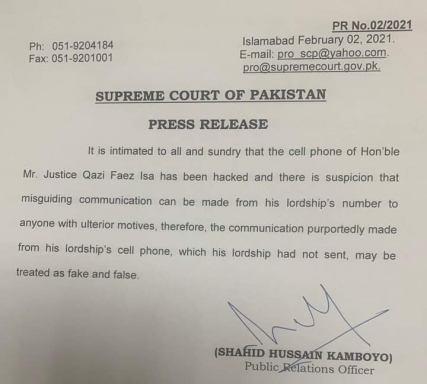 SC says Justice Isa’s mobile phone hacked